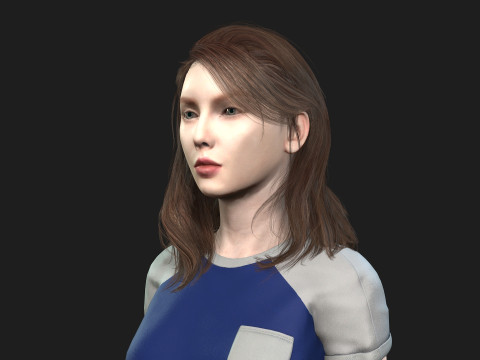 Game Ready Woman Rigged and Textured Model 3D