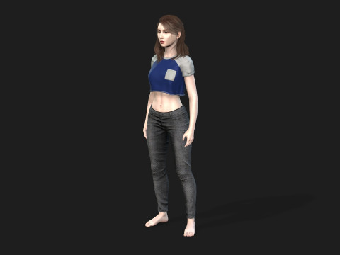 Game Ready Woman Rigged and Textured Model 3D