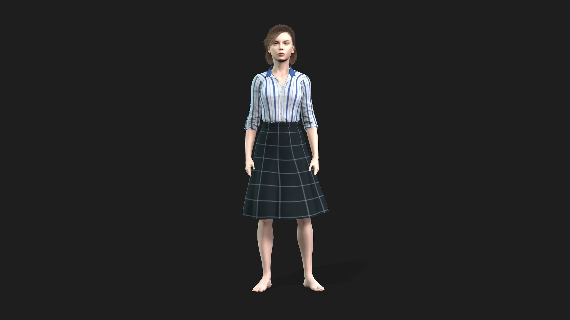 Fully Rigged and Textured 3D Female Character 3D Model .c4d .max .obj .3ds .fbx .stl .blend 