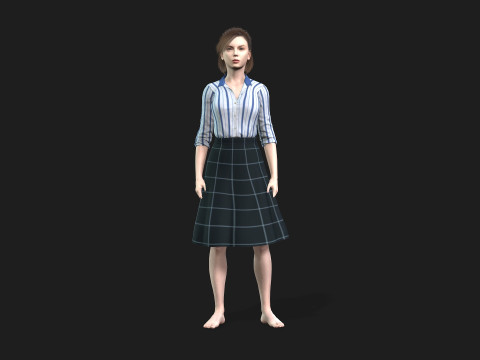 Fully Rigged and Textured 3D Female Character 3D Model