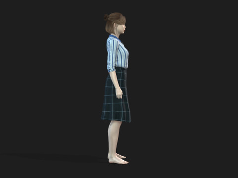 Fully Rigged and Textured 3D Female Character Model 3D