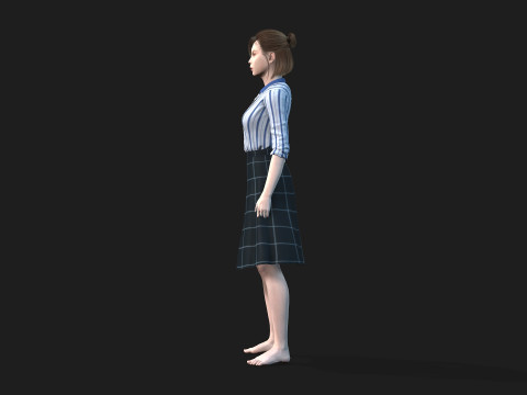 Fully Rigged and Textured 3D Female Character Model 3D