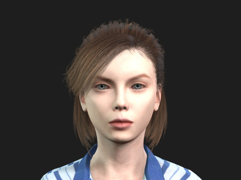 Fully Rigged and Textured 3D Female Character Model 3D