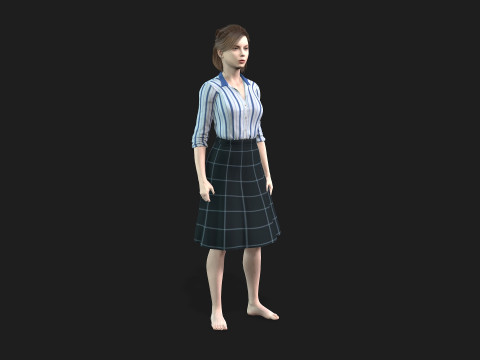 Fully Rigged and Textured 3D Female Character Model 3D