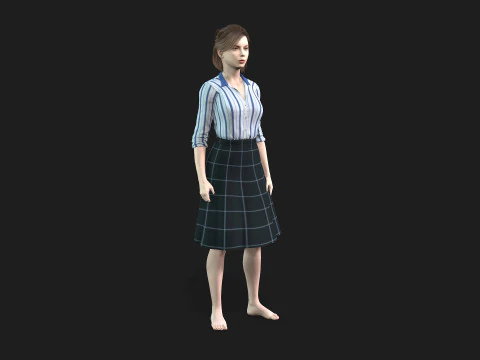 Fully Rigged and Textured 3D Female Character 3D Model