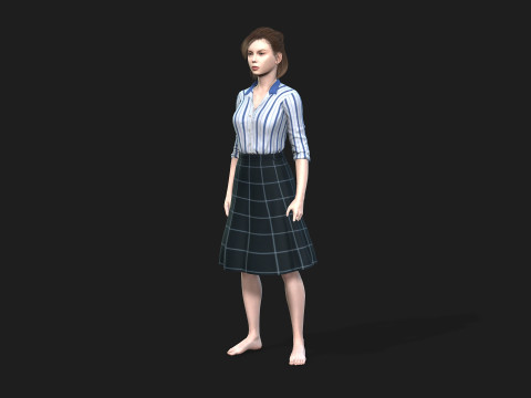Fully Rigged and Textured 3D Female Character Model 3D