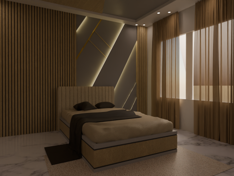 Modern Bedroom Model Game and Animation Ready 3D मॉडल