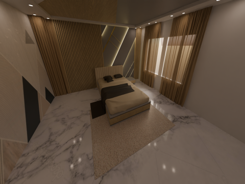 Modern Bedroom Model Game and Animation Ready 3D मॉडल