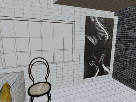 Realistic 3D Hall Interior Game and Animation Ready 3D Модель