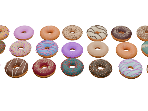 3D Donut Bundle 21 Tasty Variations 3D Model