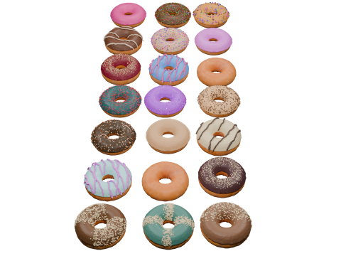 3D Donut Bundle 21 Tasty Variations Modello 3D