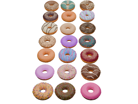 3D Donut Bundle 21 Tasty Variations Modello 3D
