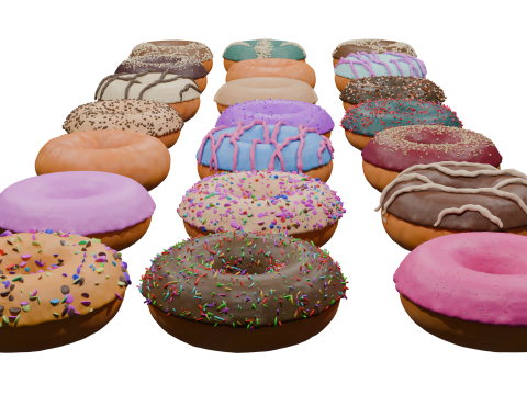 3D Donut Bundle 21 Tasty Variations Modello 3D