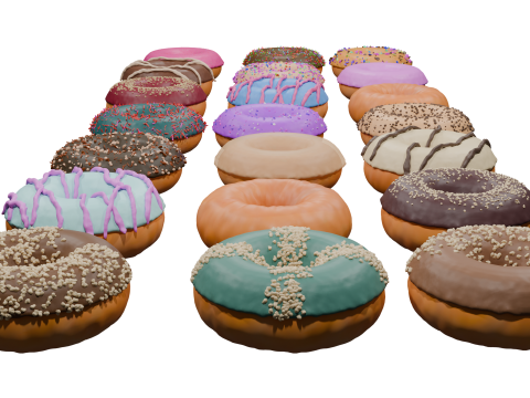 3D Donut Bundle 21 Tasty Variations Modello 3D