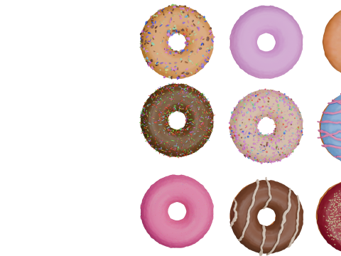 3D Donut Bundle 21 Tasty Variations Modello 3D