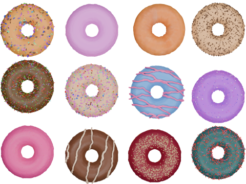 3D Donut Bundle 21 Tasty Variations Modello 3D