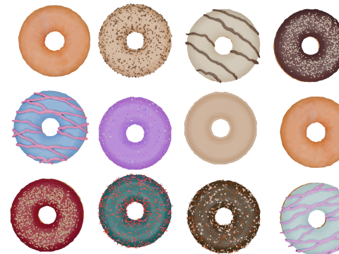 3D Donut Bundle 21 Tasty Variations Modello 3D