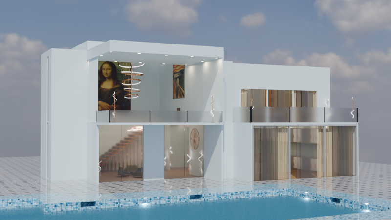 Luxury Mansion with exterior and interior Modelo 3D .c4d .max .obj .3ds .fbx .stl .blend