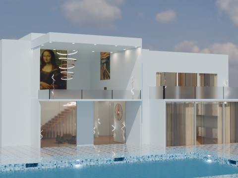 Luxury Mansion with exterior and interior 3D-Modell