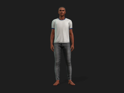 Realistic Black Male Fully Rigged And Textured 3D Model