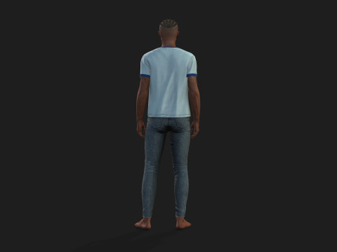 Realistic Black Male Fully Rigged And Textured 3D Model