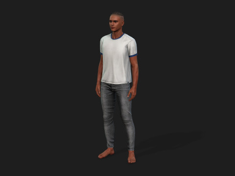 Realistic Black Male Fully Rigged And Textured 3D Model
