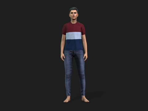 Young Boy 3D Character Rigged and Textured 3Dモデル