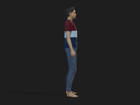Young Boy 3D Character Rigged and Textured 3Dモデル