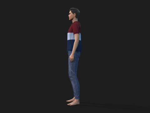 Young Boy 3D Character Rigged and Textured 3Dモデル