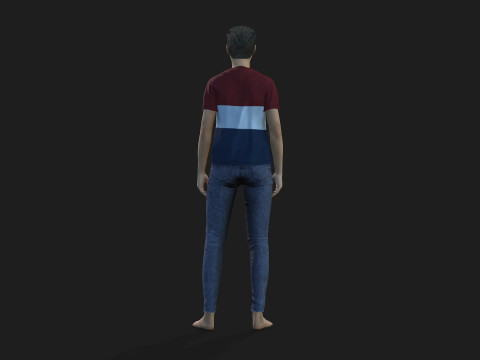 Young Boy 3D Character Rigged and Textured 3Dモデル