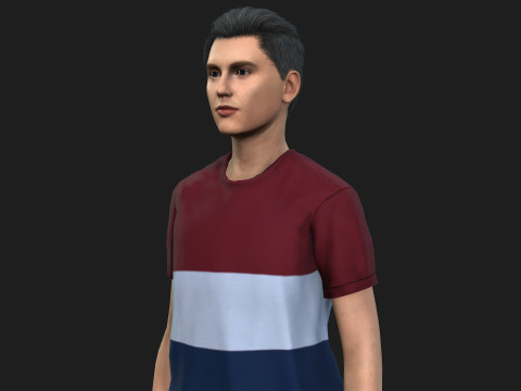 Young Boy 3D Character Rigged and Textured 3Dモデル