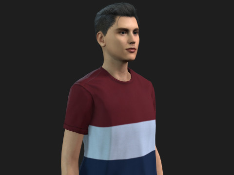 Young Boy 3D Character Rigged and Textured 3Dモデル