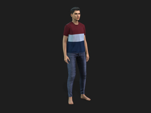 Young Boy 3D Character Rigged and Textured 3Dモデル