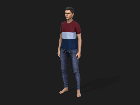 Young Boy 3D Character Rigged and Textured 3Dモデル