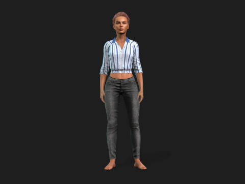 Realistic Female Character Model 3D