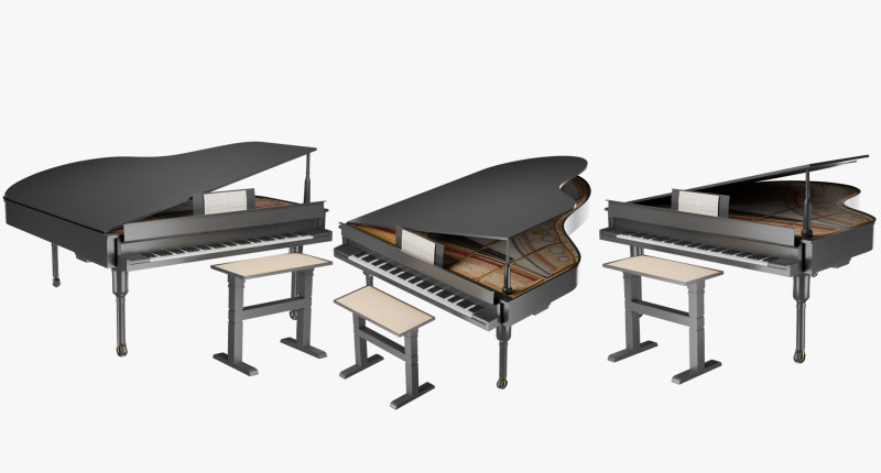 Black Grand Piano Low poly High Quality 3D Asset Modello 3D .c4d .max .obj .3ds .fbx .stl .blend