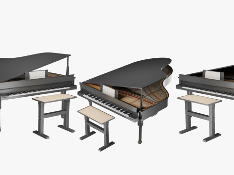 Black Grand Piano Low poly High Quality 3D Asset 3D 模型