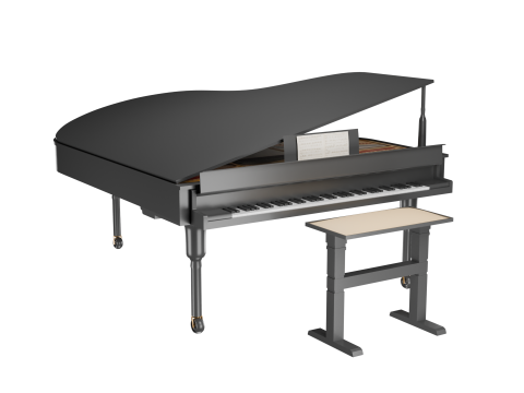 Black Grand Piano Low poly High Quality 3D Asset Modello 3D
