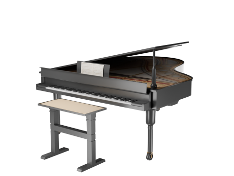 Black Grand Piano Low poly High Quality 3D Asset Modello 3D