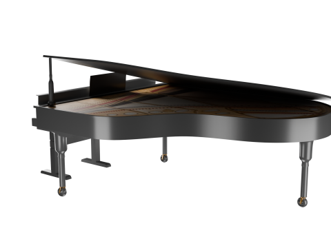 Black Grand Piano Low poly High Quality 3D Asset Modello 3D