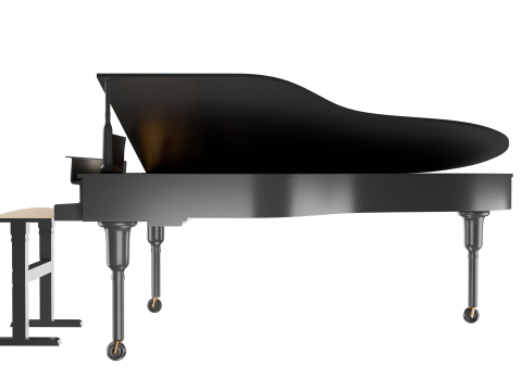 Black Grand Piano Low poly High Quality 3D Asset Modello 3D