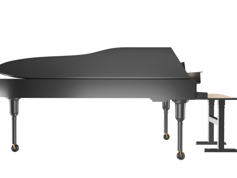 Black Grand Piano Low poly High Quality 3D Asset Modello 3D