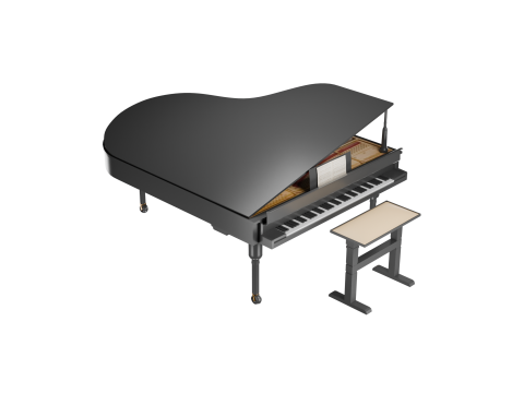 Black Grand Piano Low poly High Quality 3D Asset Modello 3D