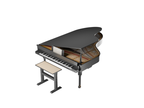Black Grand Piano Low poly High Quality 3D Asset Modello 3D