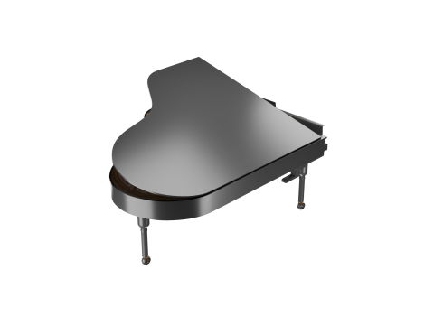 Black Grand Piano Low poly High Quality 3D Asset Modello 3D