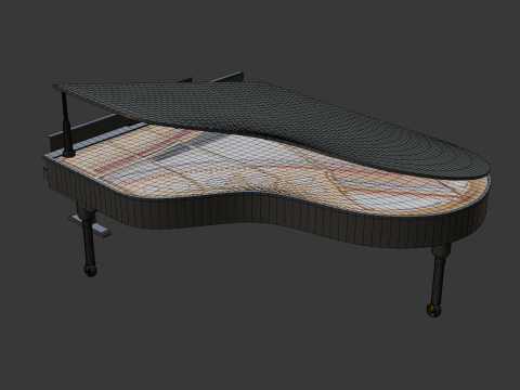 Black Grand Piano Low poly High Quality 3D Asset Modello 3D