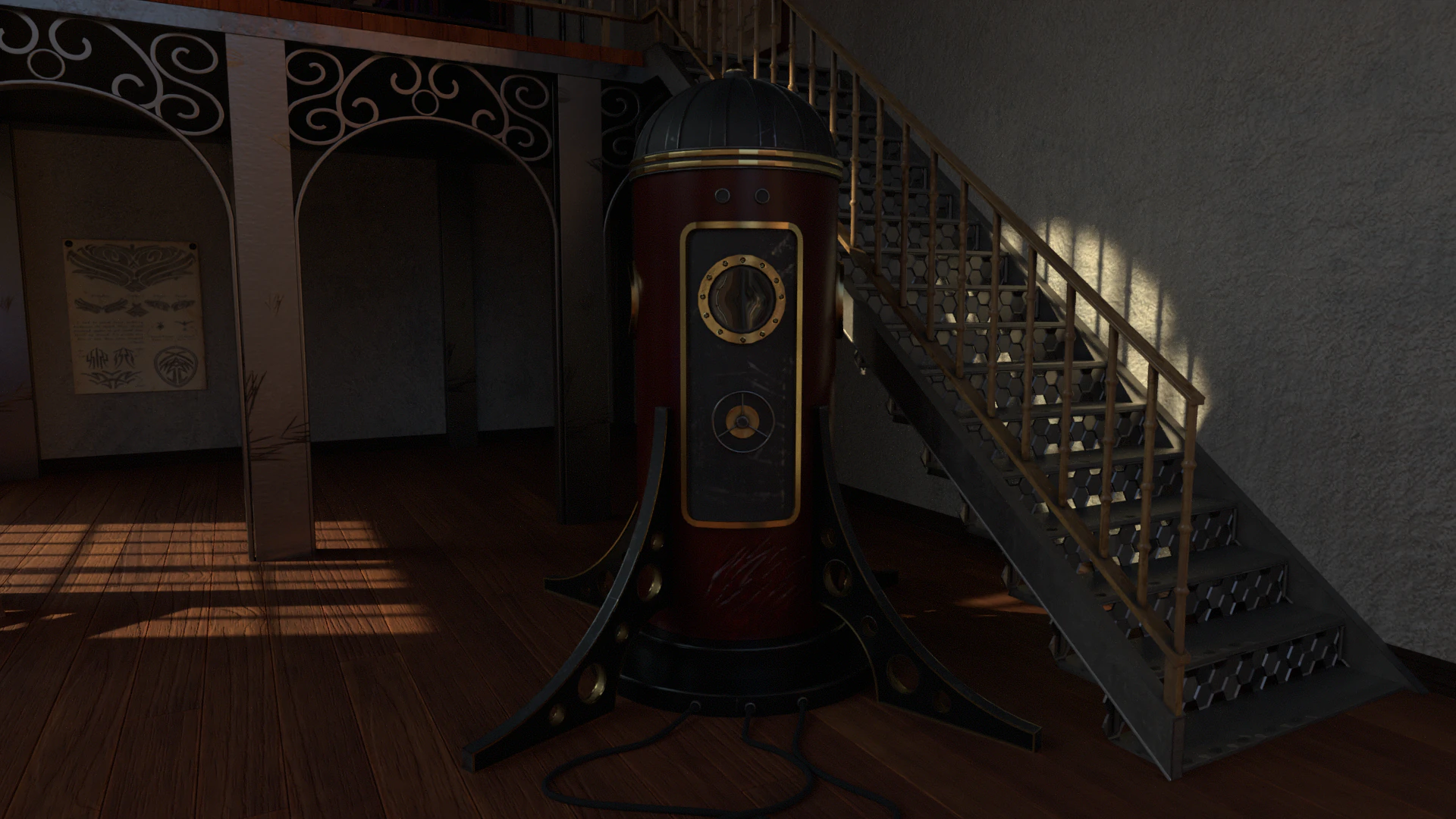SteamPunk Teleporter 3D Model .c4d .max .obj .3ds .fbx .stl .blend