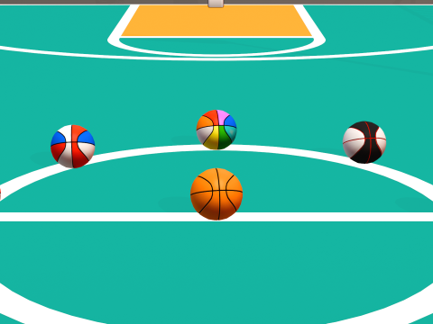 Basketball Court and 6 balls 3D Model