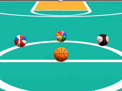 Basketball Court and 6 balls 3D Model