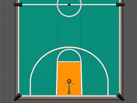 Basketball Court and 6 balls 3D Model